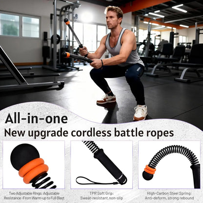 Ropeless Battle Rope Adjustable Resistance Ropeless Battle Rope for Home Gym Full Body Workout Fitness Training Equipment