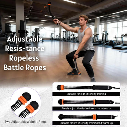 Ropeless Battle Rope Adjustable Resistance Ropeless Battle Rope for Home Gym Full Body Workout Fitness Training Equipment